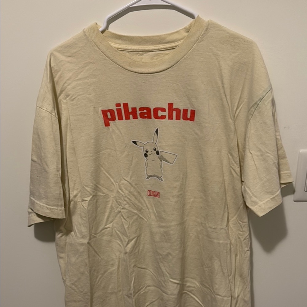 Pokemon Cream and Red Pikachu Short Sleeve Tee